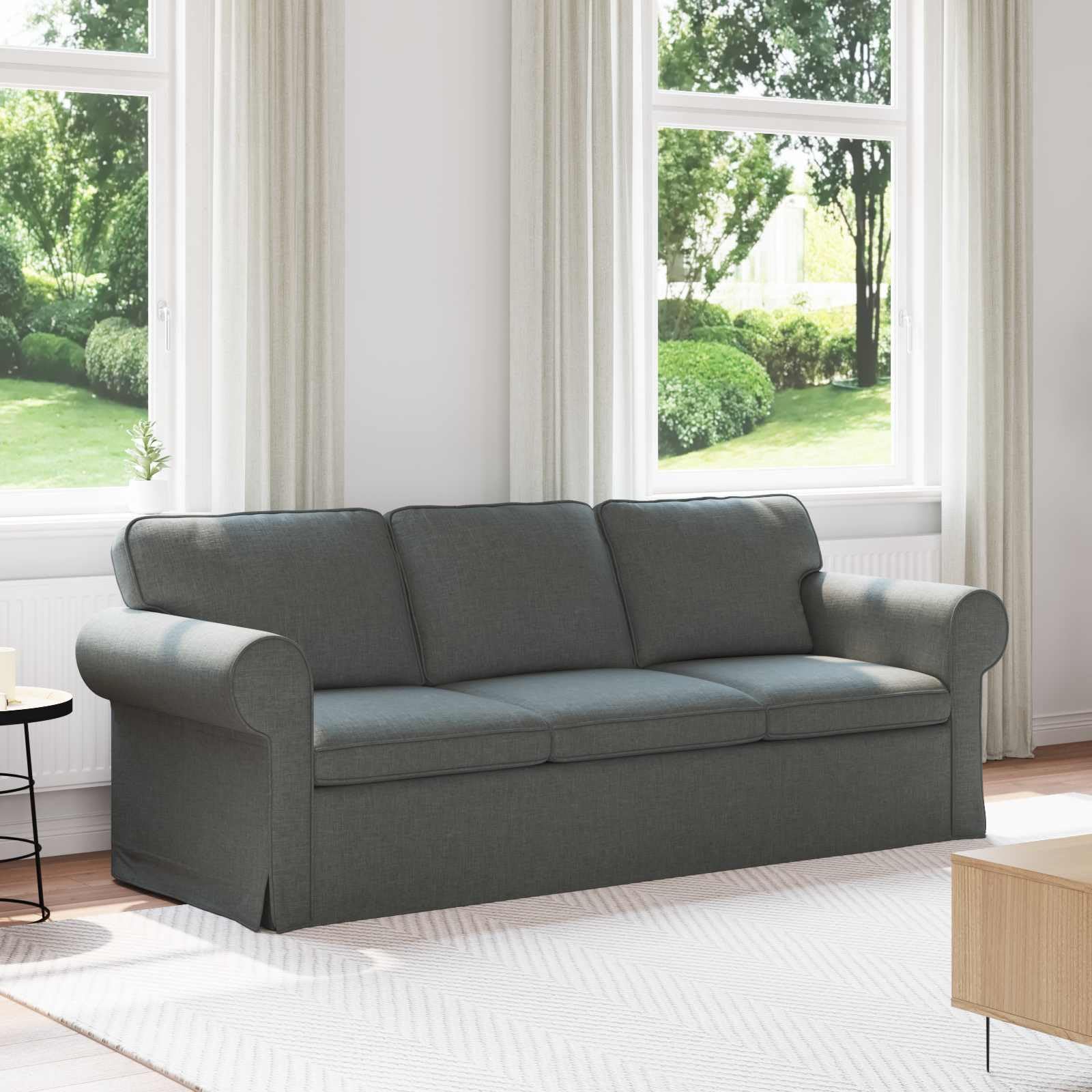 vidaXL Divano Grigio Scuro 215 x 82 x 80 cm Tessuto, Divano Moderno, Design Ergonomico, Arredo Sezionale, Soggiorno Confortevole, Poltrona Contemporanea