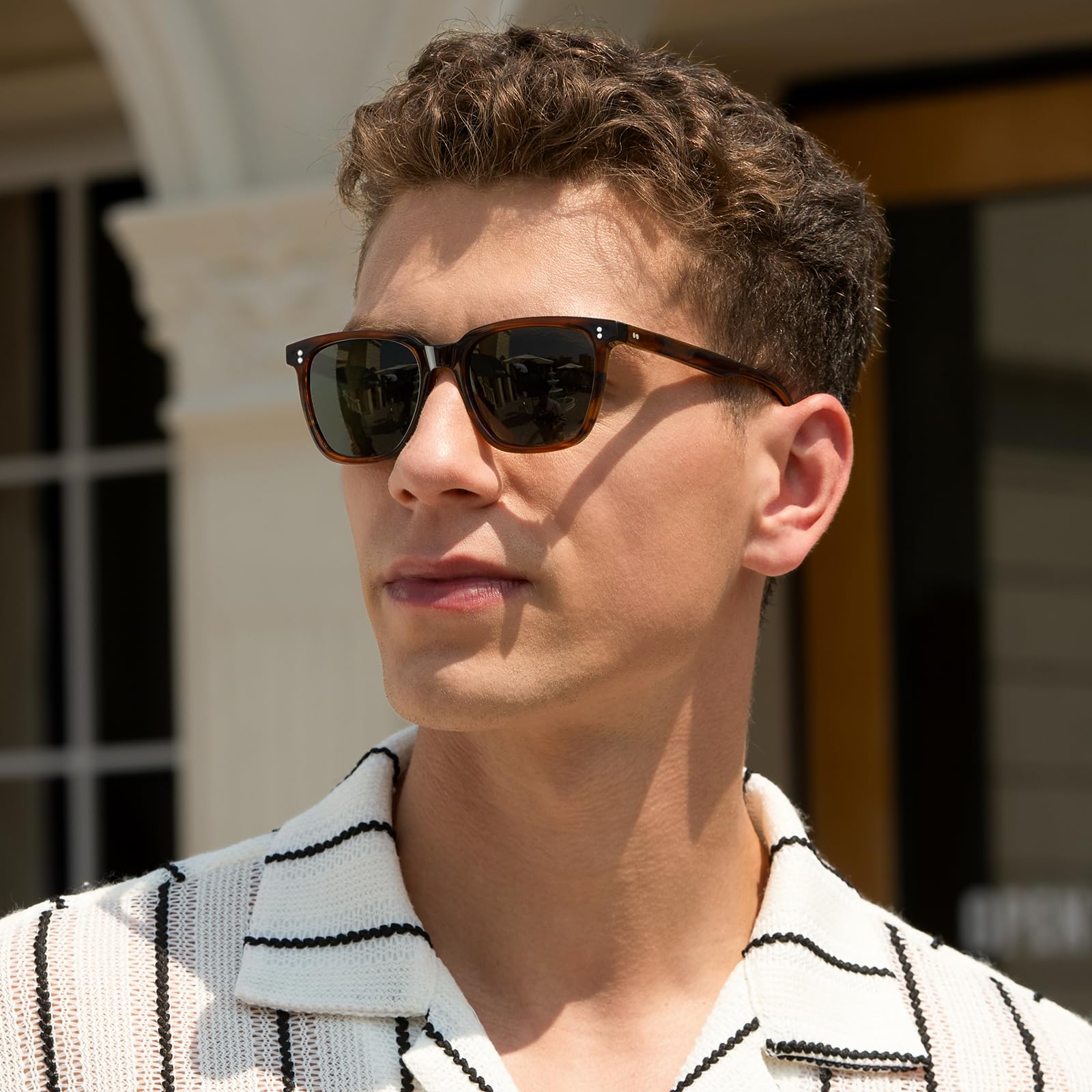 Carfia Gafas de sol Hombre Polarizadas Retro Cuadradas 100% Protección UV para Conducir Viajar