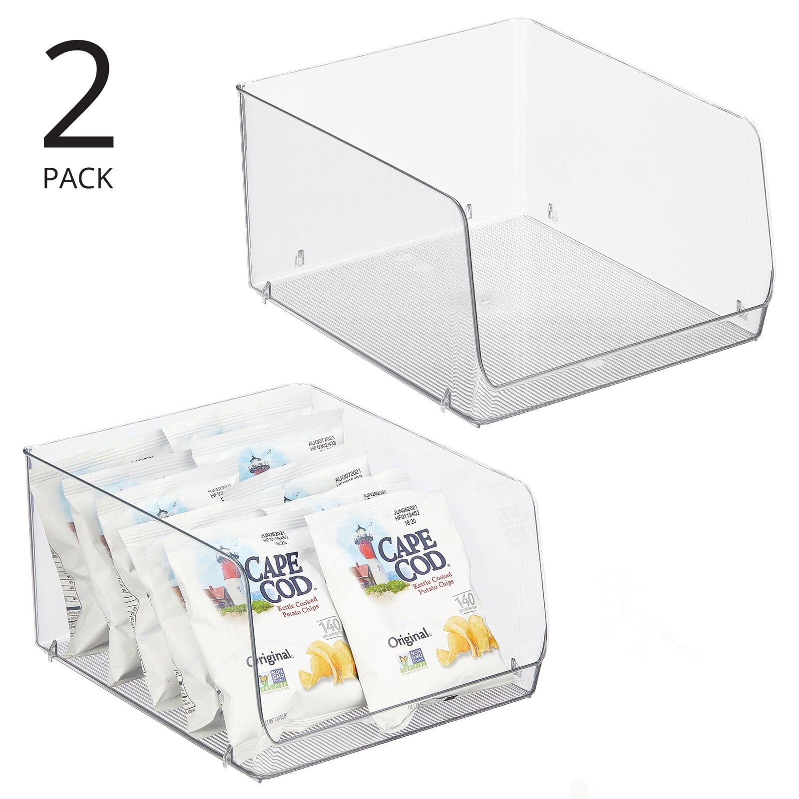 mDesign Wide Stackable Plastic Food Storage Organizer