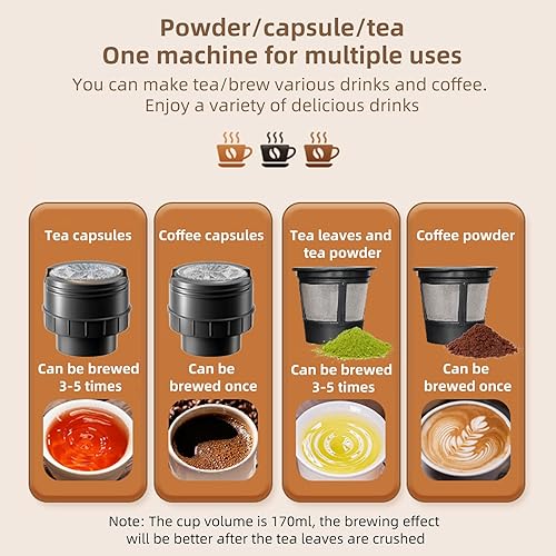 Miniatura 2 de Cafetera eléctrica portátil de café expreso con un botón de operación con 4 luces indicadoras de encendido, cafetera de mano recargable inalámbrica