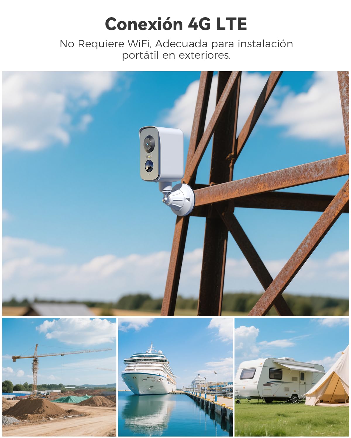 COCOCAM 2PCS Portátil Magnética 4G Camara Vigilancia Sim Inalámbrico | 2K Exterior/Interior para RV/Camping, 300°P, Batería 10000Ahm,Detección Humana por IA, Tarjeta SIM Integrada( SIN WIFI)
