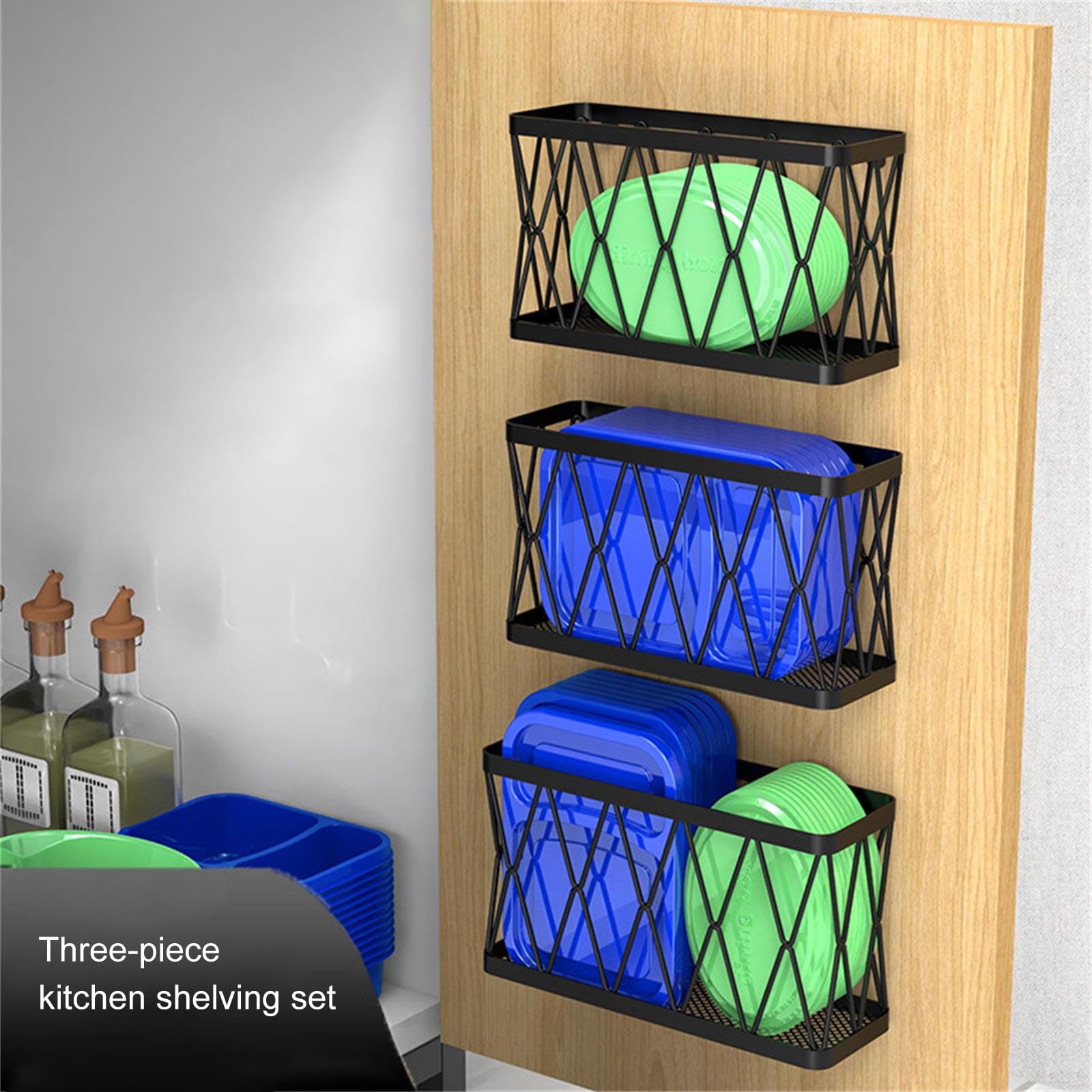 Organizer multiuso per ante dell'armadio, organizzazione portatile per la casa, scatole da parete, cestino in filo di ferro autoadesivo, organizer per porta dell'armadio della cucina