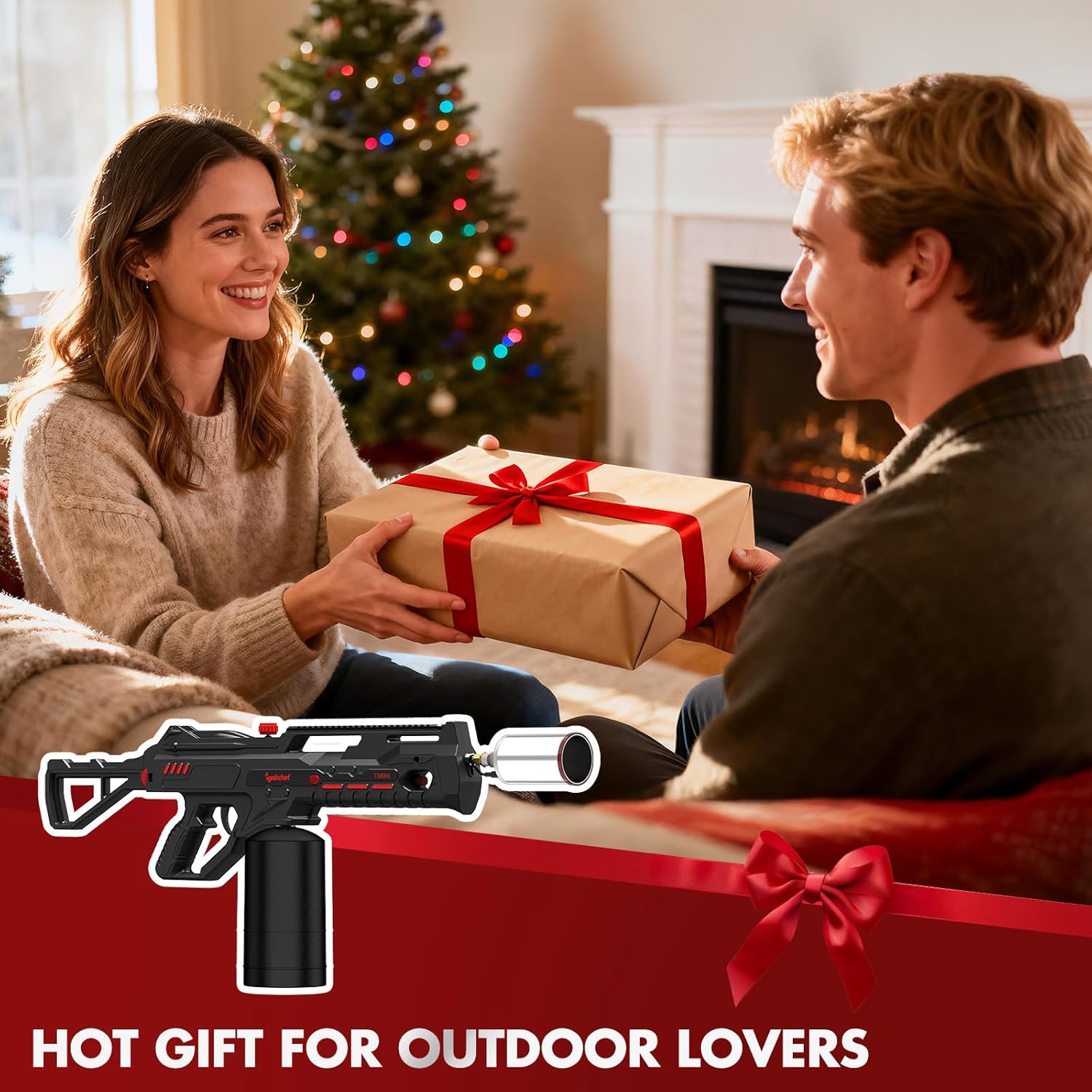 Propane Torch Gun with One-Touch Max Fire, Kitchen Blow Torch for Sous Vide Searing Steak, Grill, Charcoal Starter, Campfire(Propane Tank Not Included)