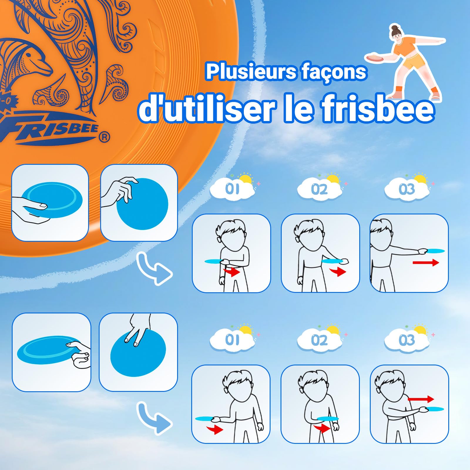 Wham-O Frisbee Go Disque Volant, 22.86cm Jouet Léger pour Débutants Enfants Garçons Filles 5 Ans et Plus, Jeu d'Extérieur pour Plage Parc Jardin - 70g