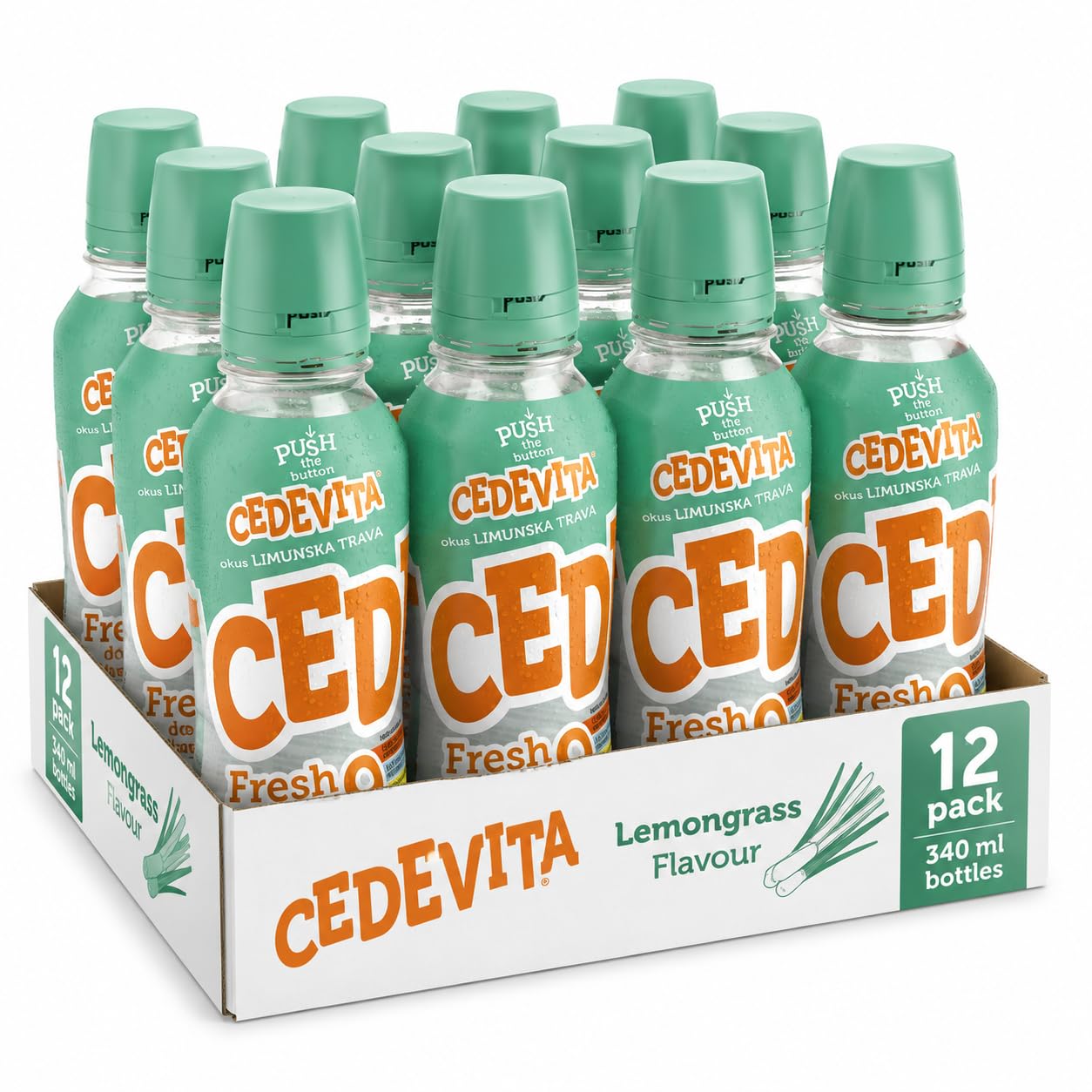 CEDEVITA Vitamingetränk mit Zitronengrasgeschmack, 340 ml Dosen, 12 Stück