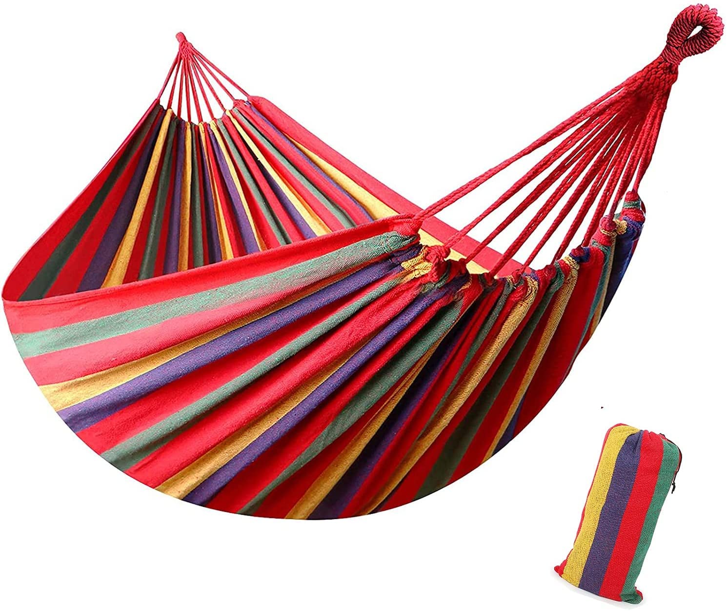 Camping Hammock Double & Single, Portable Camping Hammock with Tree Straps, Heavy Duty Hammock for Indoor Outdoor Travel, Backpacking, Camping, Adventure