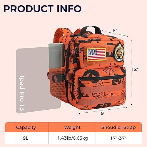 Miniatura 3 de Mini mochila táctica militar de 9L para hombres y mujeres, mochila táctica militar pequeña para gimnasio, senderismo, campamento, ciclismo (fantasma