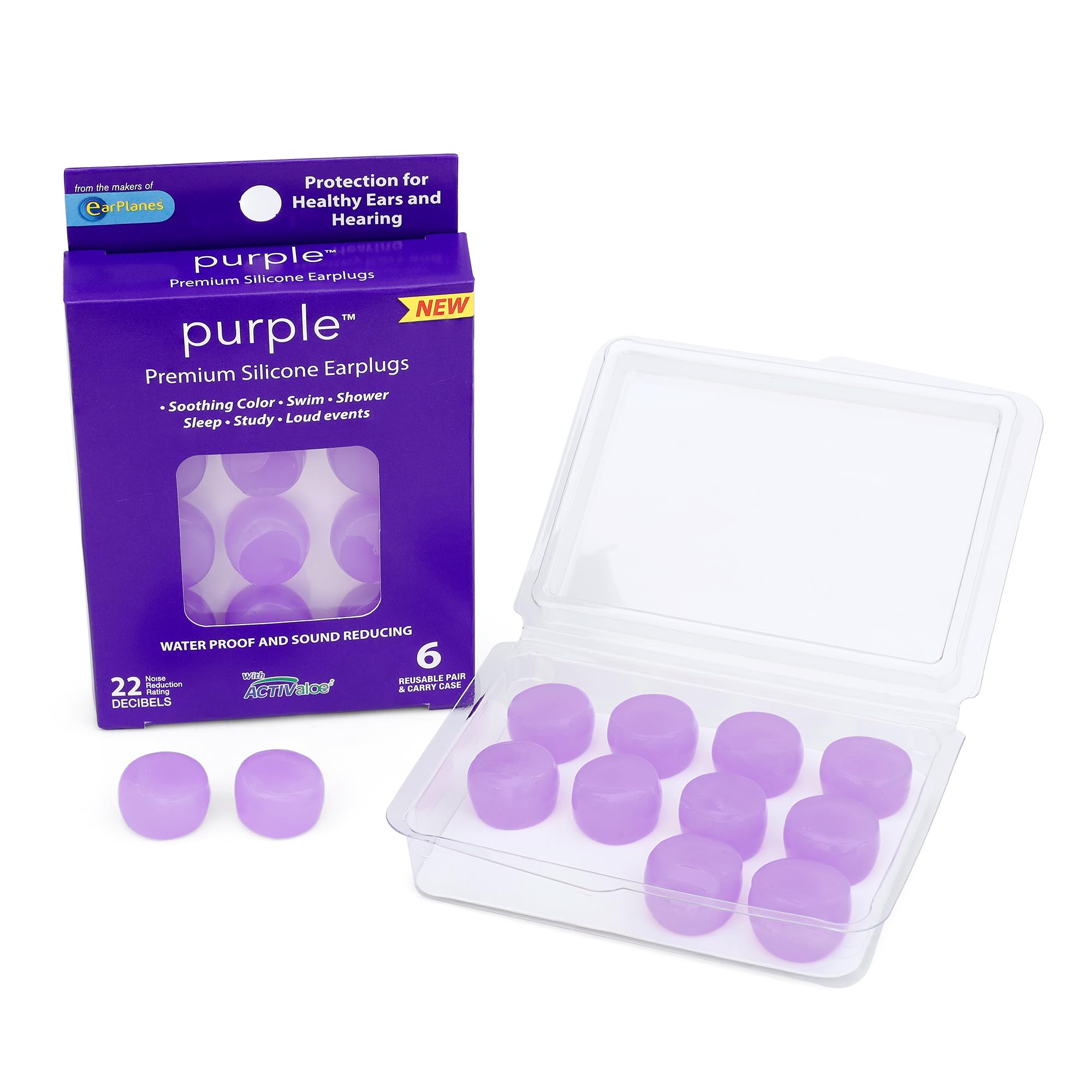 Purple Premium Moldable Silicone Earplugs – Swimming, Sleep, Study (6 Pair) — Amazon image 4