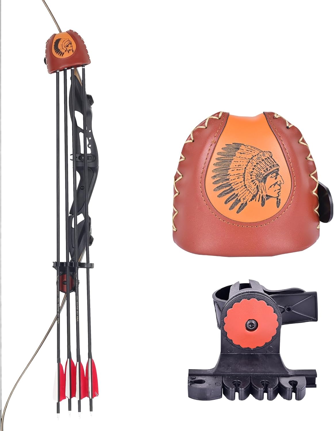 SPG Adjustable Archery Arrow Quiver - Leather Quiver Arrow Holder with Quick Shoot System Longbow Recurve Bow Quiver 4/6 Arrows Hanged Arrow Case for Hunting Shooting Practice