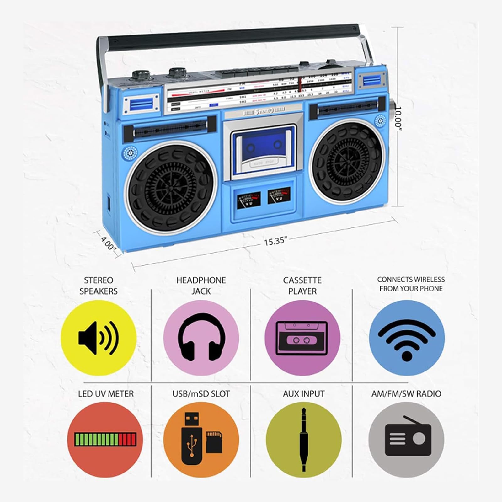 Tragbarer Kassettenrekorder mit CD-Soundmaschine, USB-Host, dynamischem Bass, MP3-CD- und Kassettenwiedergabe