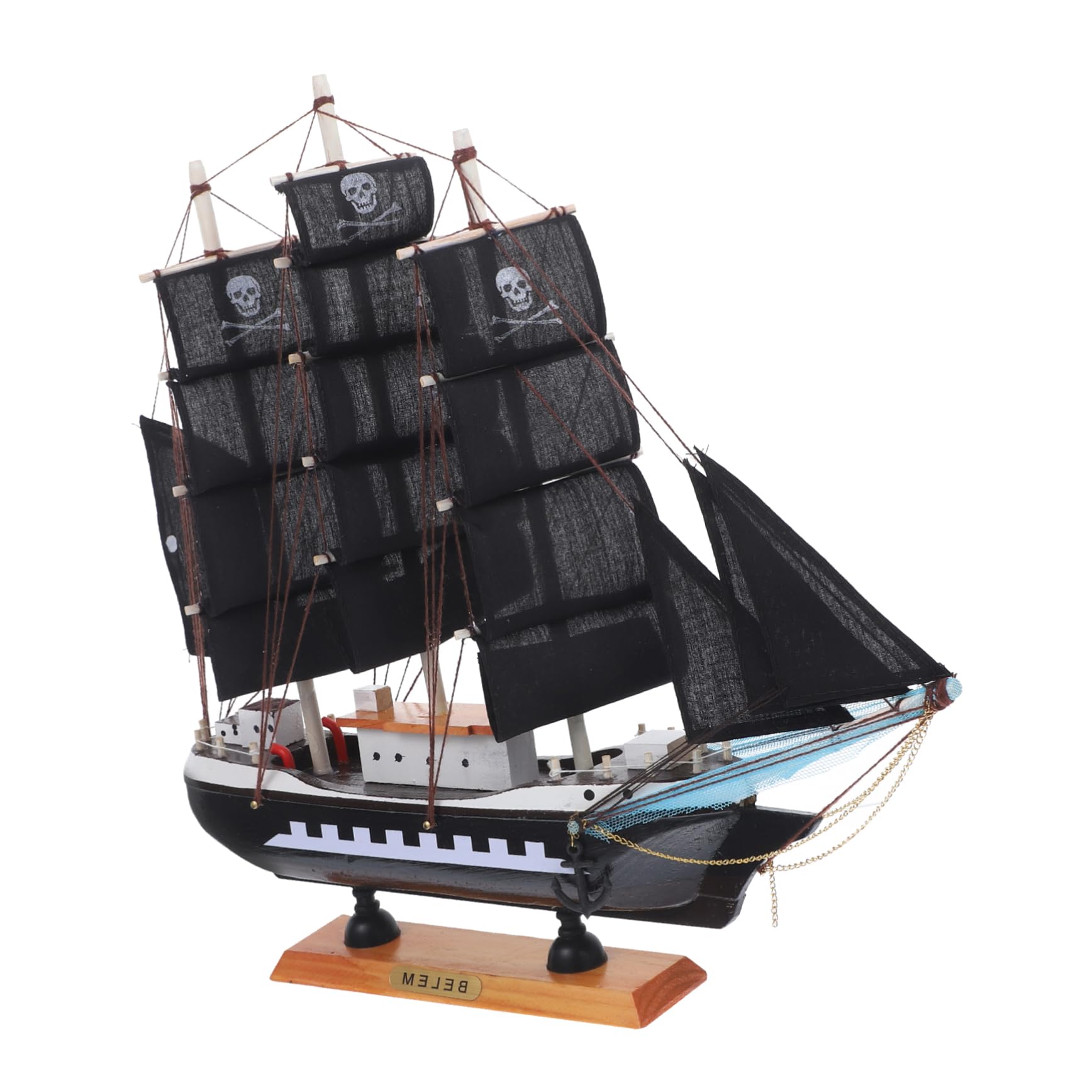 PRETYZOOM 1pc 33cm Pirate Wooden Sailing Ship Model Sailboat Decor Wooden Toys Dining Room Table Decor Ship in a Bottle Wood Toys Kids Playset Mini Bamboo