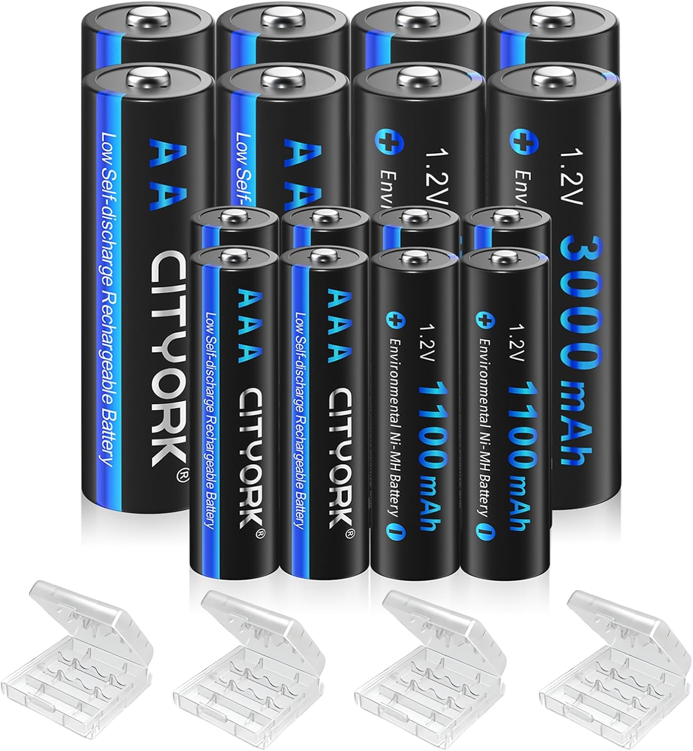 Piles Aaa Henreepow Lot De 12 Piles Solaires AA Rechargeables Ni-MH 1,2 V 600 MAh Pré-chargées Double A Pile Rechargeable Aaa