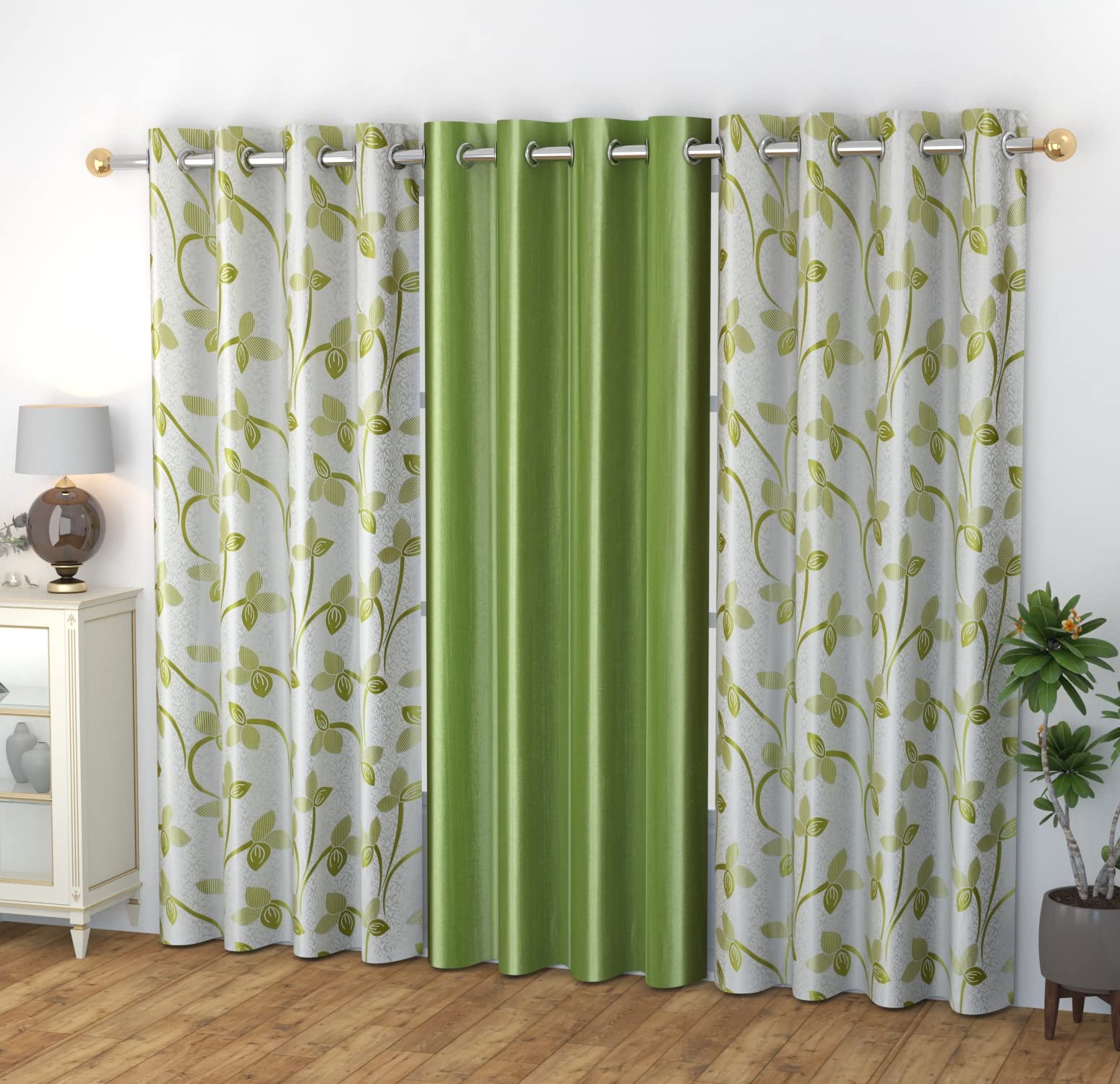 GOYCORS Premium Polyester Door Curtains 8 feet Long Set of 3 (Green, 4 feet x 8 feet) (B0B15D3C98) Amazon Price History, Amazon Price Tracker
