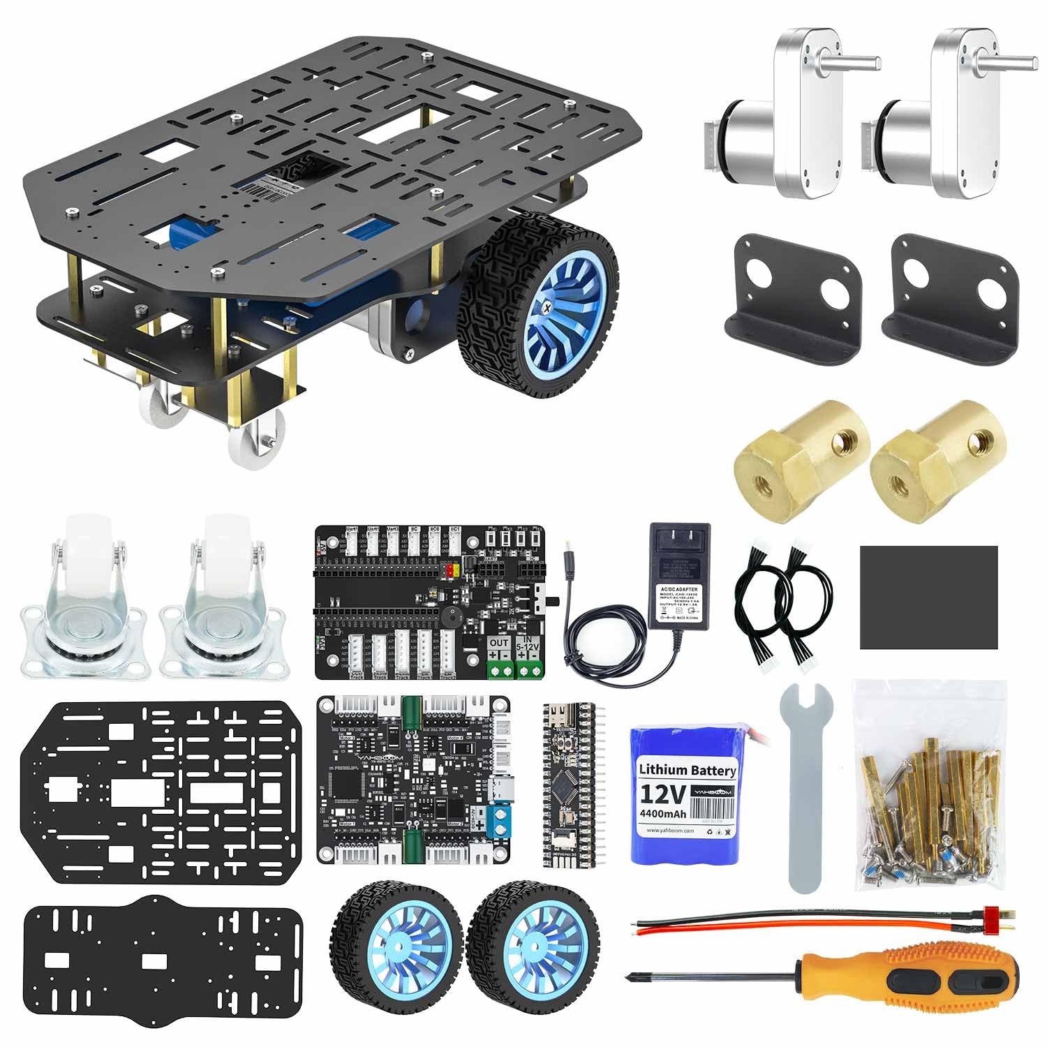 Yahboom Smart Chassis Car 2WD Kit with 520 Encoder Motor,Aluminum Alloy Frame,with Expansion Board Driver,for DIY Educational Robot Car Kit(