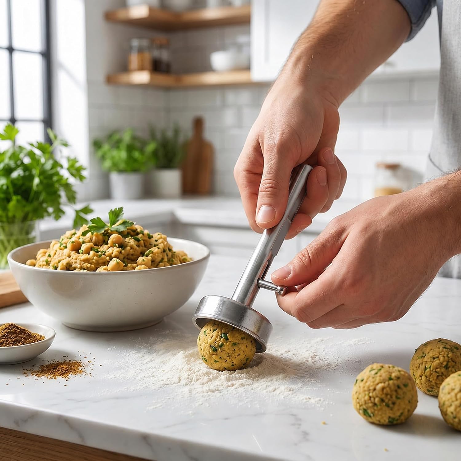 HOMSFOU Spoon Tools Meat Baller Scoop Meatball Scoop Ball Maker Meatball Maker Tool Mold Scooper Kitchen Gadget Falafel Tool Aluminum Round Sandwich