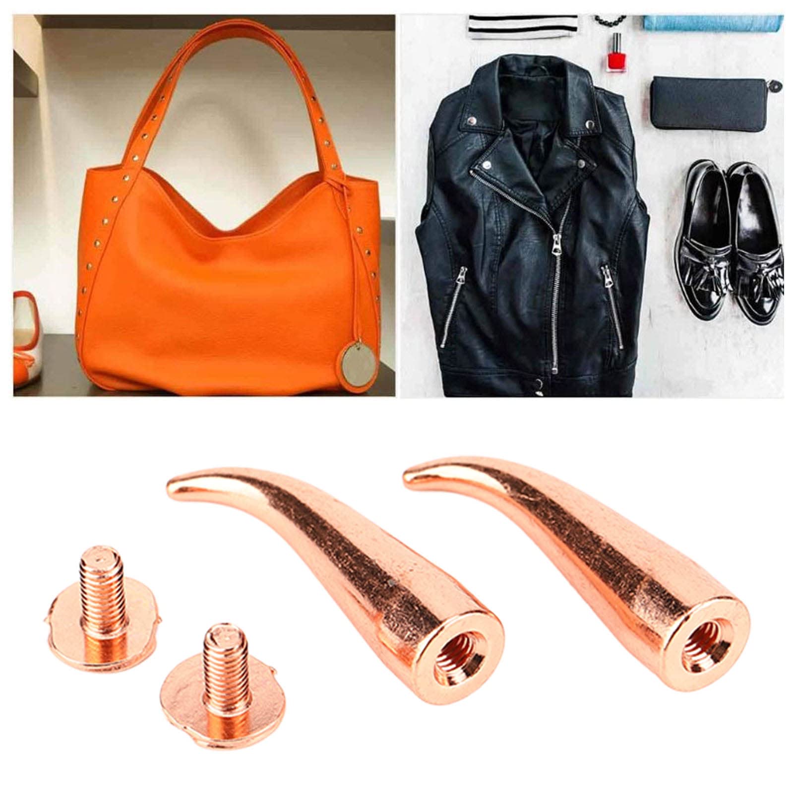 JEOZBM 100 Juegos de Tachuelas y Púas, 7mm, Púas Cónicas, Remaches de Tachuelas, Tornillos de Ropa Chapados en Metal Punk para Cinturones de Cuero, Bolsos y Zapatos(26mm-Oro Rosa)