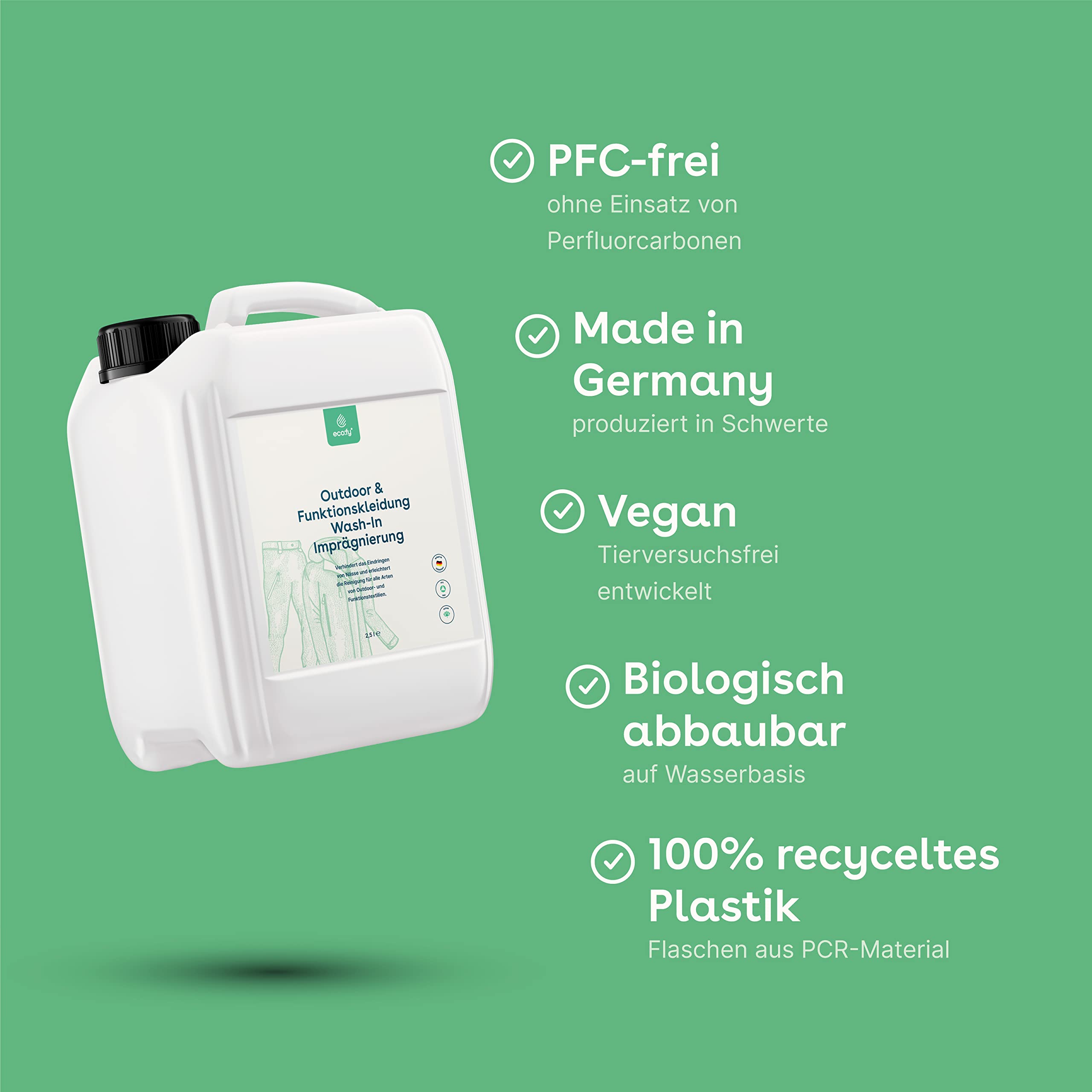 Textil Imprägnier Waschmittel Einwaschimprägnierung Wash-In Waschmaschine Imprägnierung PFC-frei atmungsaktiv umweltfreundlich Gore Tex (2,5 Liter)