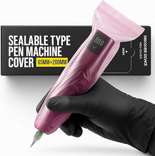 Sealable Tattoo Pen Covers Large, Gun Covers 2.5''x 7.8'', 200pcs Tattoo Machine Covers, Tattoo Machine Wrap for Tattoo Artists - Pro Supplies Accessories Pink(2.5inchX7.8inch)
