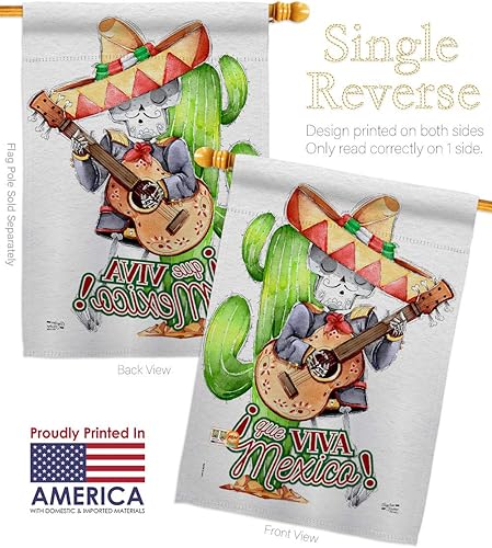 Miniatura 3 de Que Viva Mexico House Flags Pack Summertime Cinco de Mayo Party Cactus Pinata Sombrero Mexican Fiesta Outdoor USA Applique Small Decorative Gift