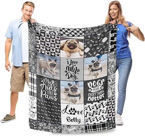Miniatura 2 de MyPupSocks I Love My Dog - Manta personalizada de collage de nombres de mascotasfotos, un regalo conmemorativo para los amantes de las mascotas,