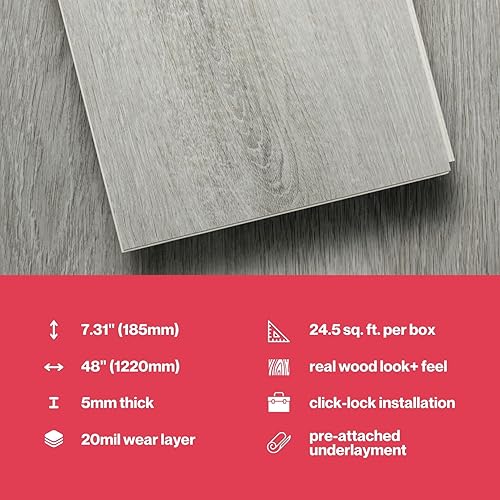 Miniatura 4 de MaxCore Pro  Lucida Surfaces  7.516 x 48 pulgadas  24.5 pies cuadrados  20 mil  0.197 in de grosor  paquete de 10 tablas de vinilo de lujo