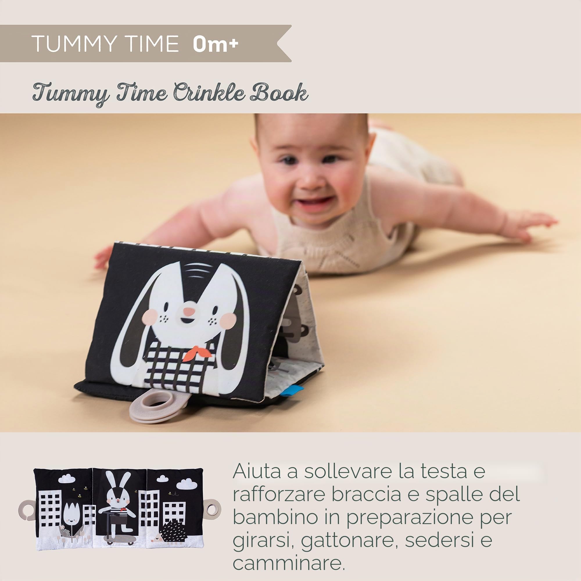 Taf Toys Confezione regalo per neonati in bianco e nero 10 giocattoli per neonati ad alto contrasto con sonaglio mobile, libro sensoriale e altro ancora giocattoli essenziali per la pancia ideale per