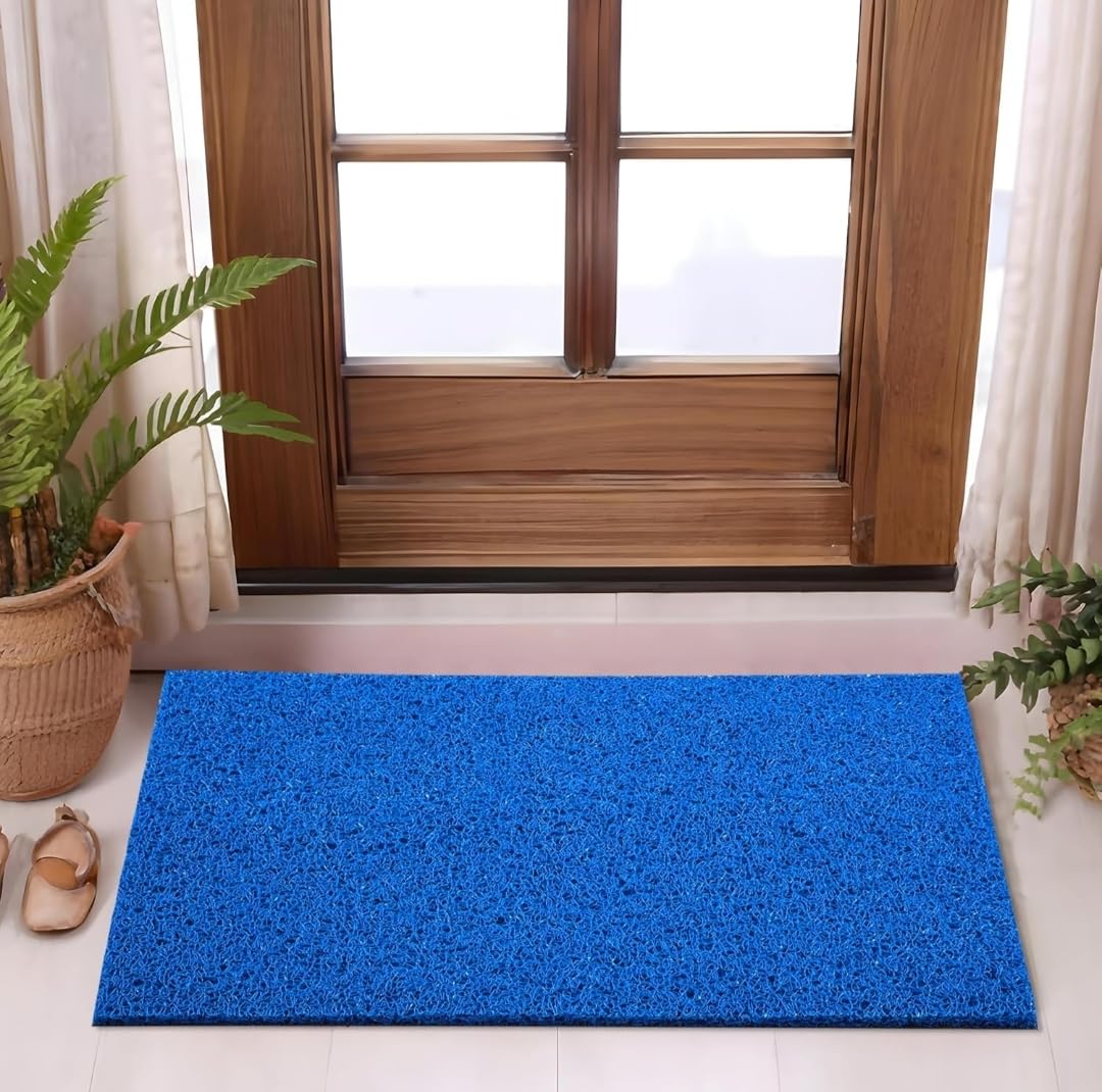PVC Water Absorbing Front Floor Mat | Rectangular Door Mats for Home Entrance Large | Door Matsrugs for Office, Bedroom & Kitchen | Anti Slip Paydan/Foot Mat | (Blue, 12X24 Inch)-image-46