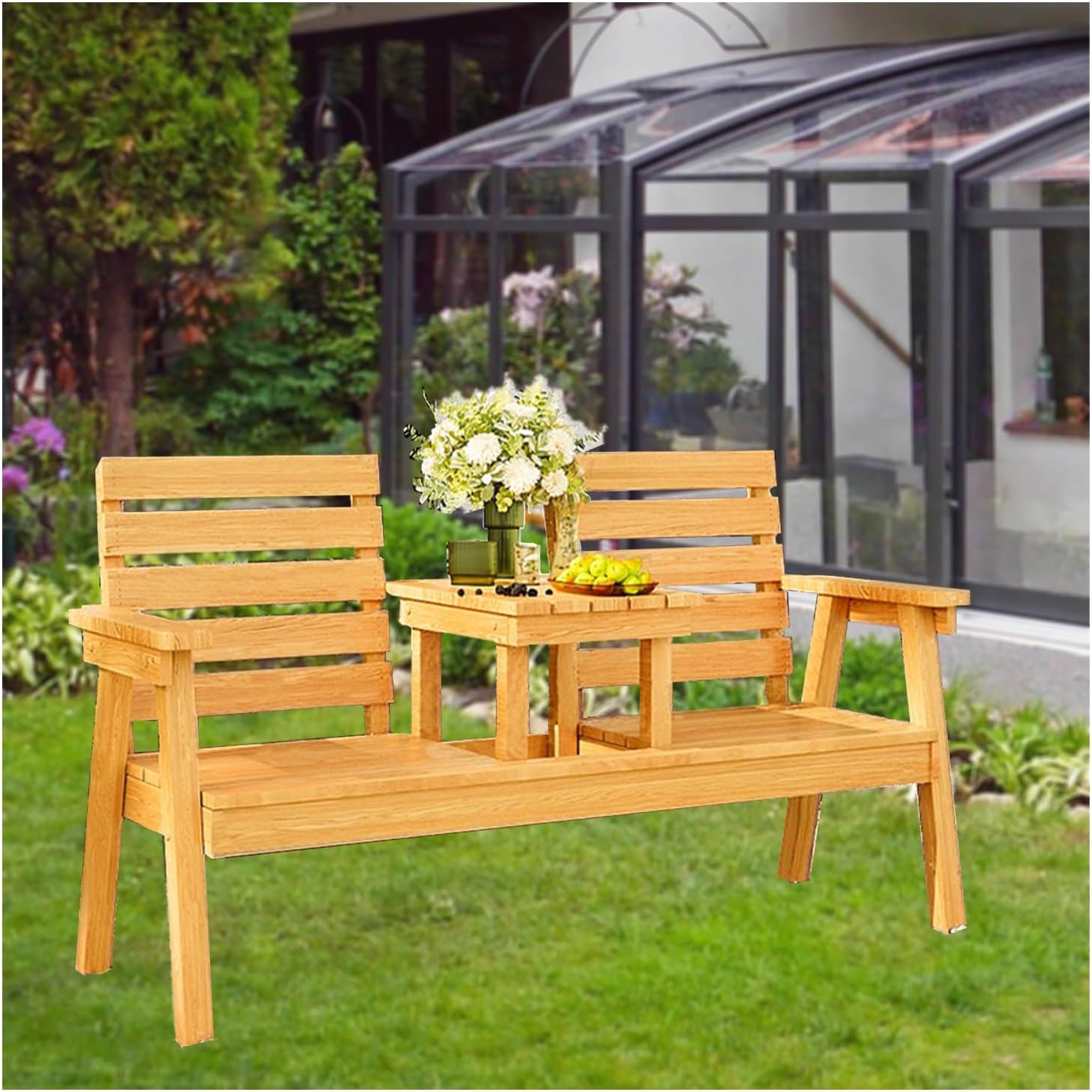 Garden Bench Rustic Outdoor Bench Outsunny Wooden With Slatted