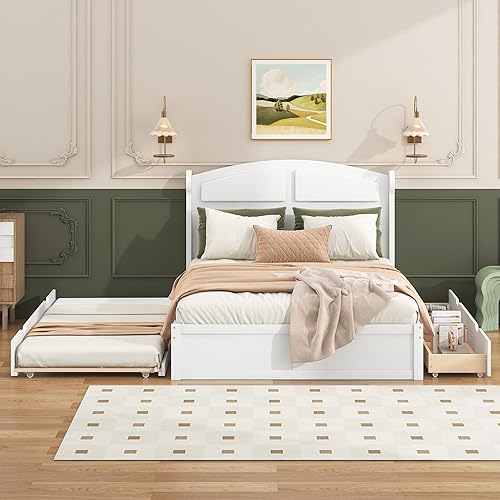 Miniatura 118 de Cama de plataforma de madera de tamaño individual con cabecera en forma de casa, soporte de listones de madera, para dormitorio de niños, niñas,