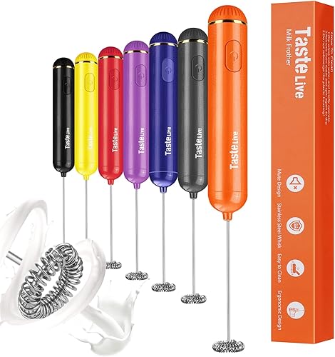 Espumador de leche de mano, máquina de espuma eléctrica a pilas y mezclador para bebidas (naranja)