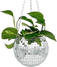MikaMax Pflanztopf Discokugel – XL 20 cm – Blumentopf mit Spiegelkacheln – Deko für Zuhause & Partys – Silberner Disco Flower Pot
