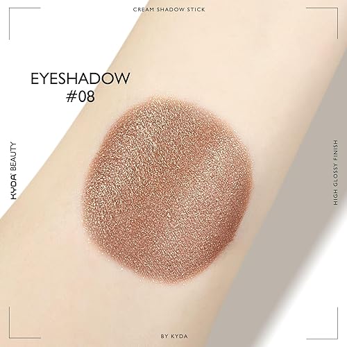 Miniatura 4 de KYDA Sombra de ojos en barra crema con purpurina, sombra de ojos cremosa de alto brillo, acabado perla brillante, lápiz de sombra de ojos mezclable