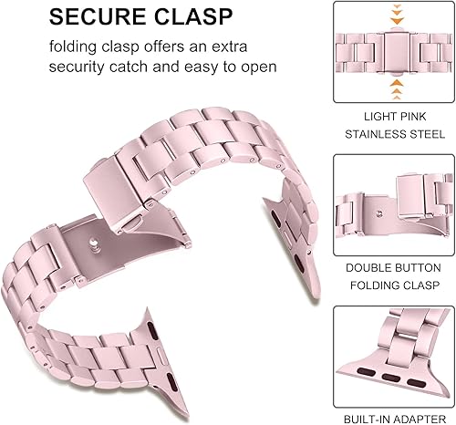 Miniatura 5 de TRUMiRR Correa para Apple Watch Series 9 8 7 Starlight para mujer, correa de reloj delgada de acero inoxidable de repuesto para iWatch SE Series 9 8