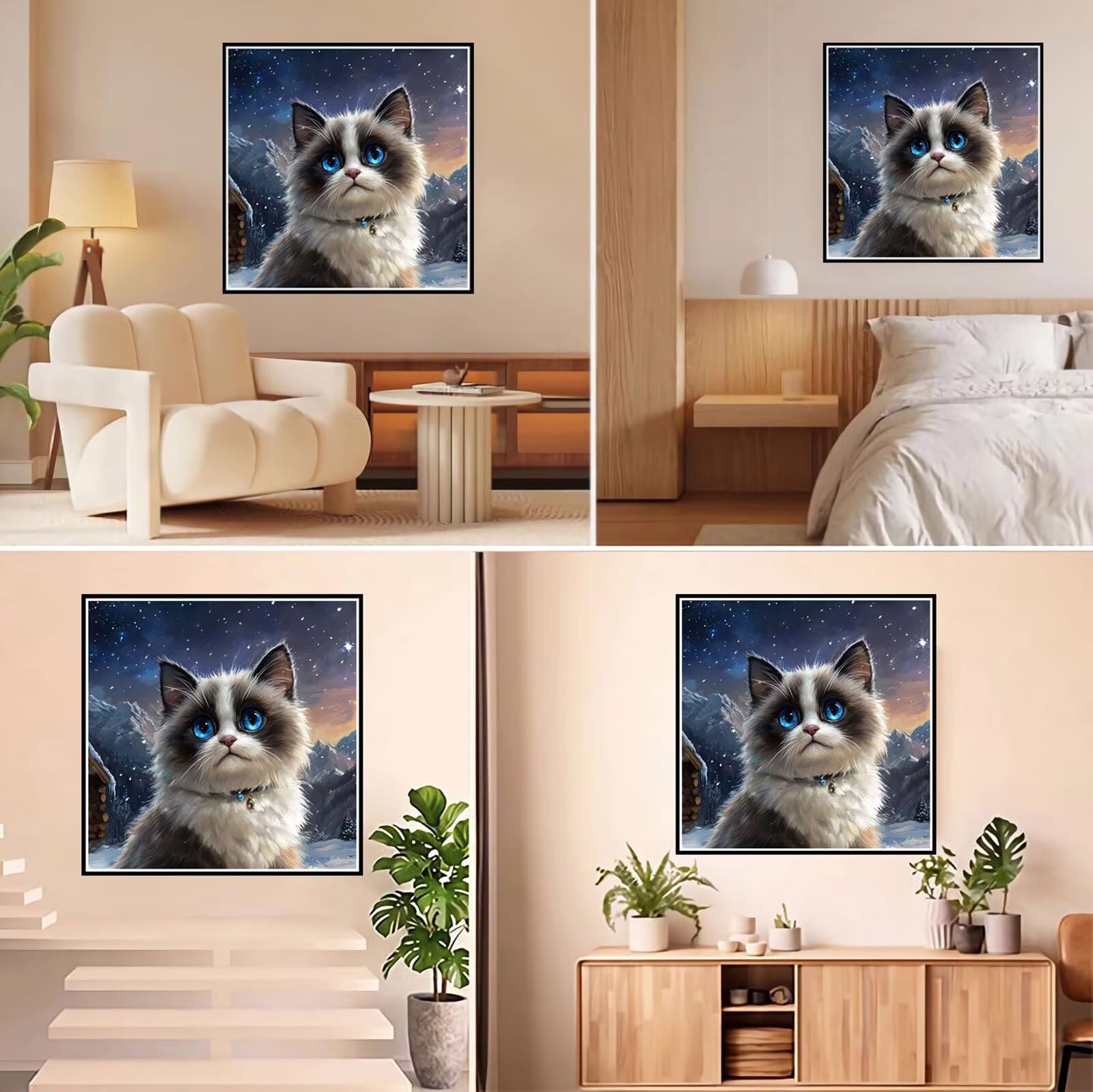 Xiaboor Broderie Diamant Kit Complet 5D, Chat Diamond Painting Adulte Plein Foret, Peinture Diamant pour Adulte Enfant Débutant, Loisirs Créatifs de Détente et Décoration Maison, Rétro 80x80cm FX#876