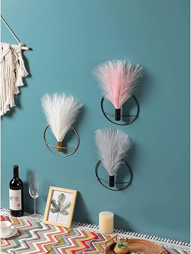 Miniatura 5 de Pretty Jolly Decoración de pared, soporte de decoración de jarrón de metal, flores artificiales montadas en la pared, decoración de pared negra,