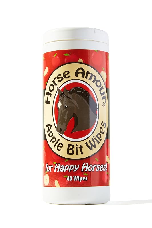 Lenços umedecidos para embocadura e equipamentos de montaria Horse Amour, aroma de maçã, 40 unidades
