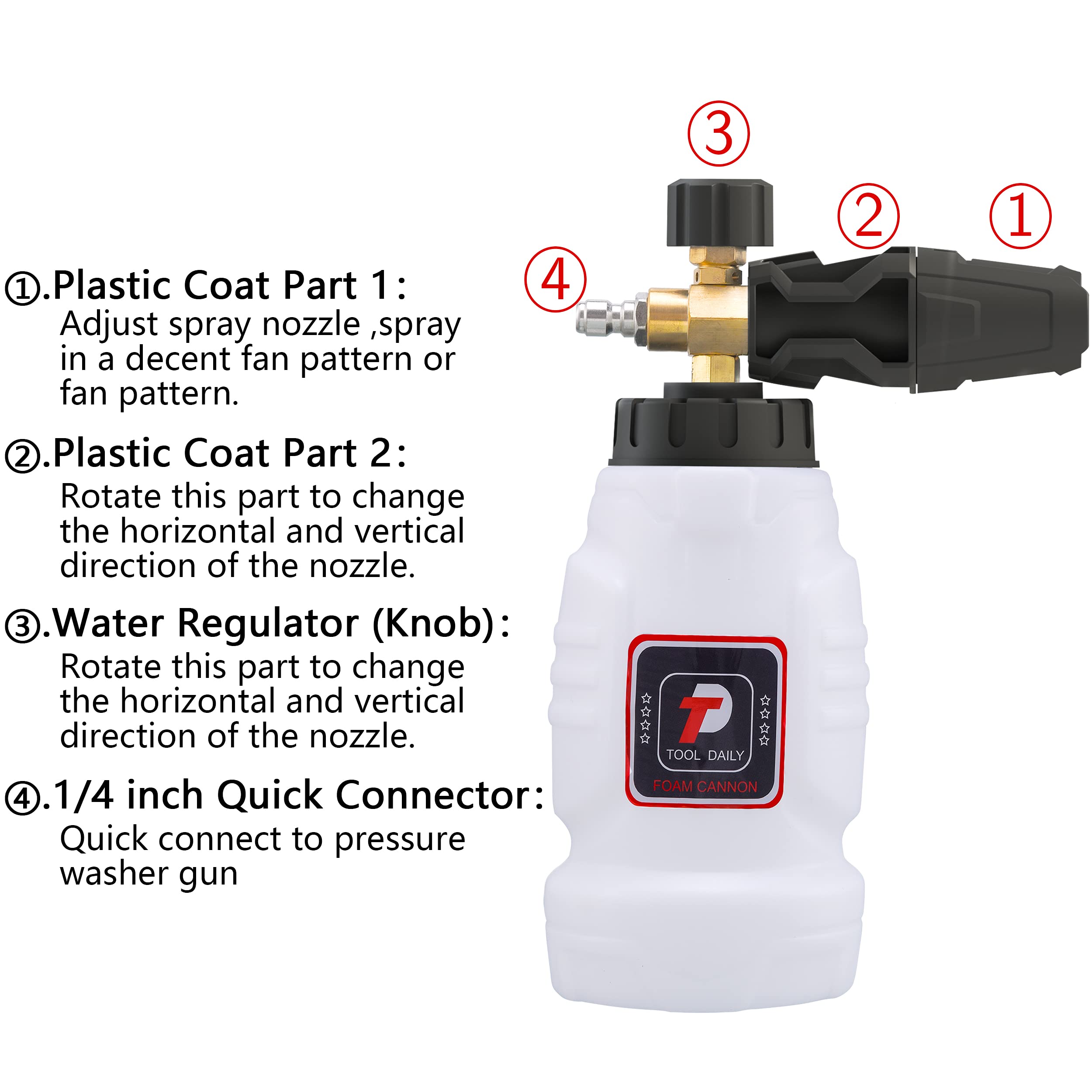 Tool Daily Foam Cannon, 1/4 Inch Quick Connect, Power Washer Foam