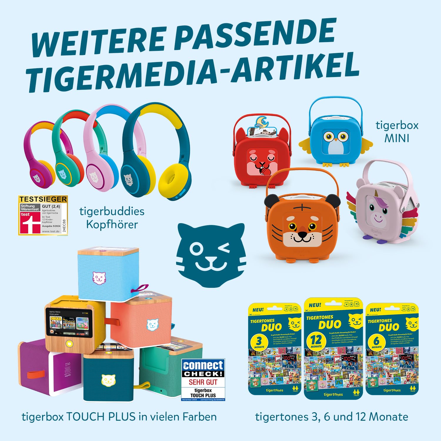 tigermedia tigertones Duo Prepaid-Zugang 6 Monate | Audio-Streamingdienst für Kinder | Über 30.000 Audiotitel | Volle Kostenkontrolle | Nutzbar mit tigerbox Touch und MINI | Musikbox