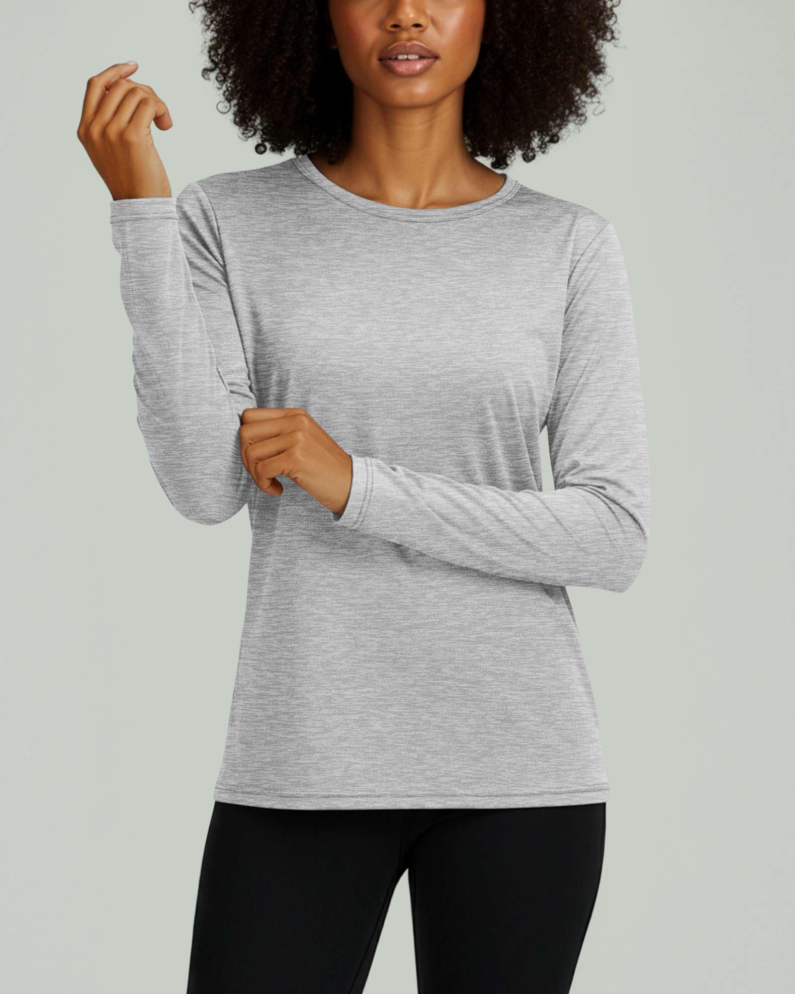 Real Essentials 4 Pack: Dry-Fit Tech Stretch Long-Sleeve Athletic Workout T-Shirt für Damen (erhältlich in Übergröße)