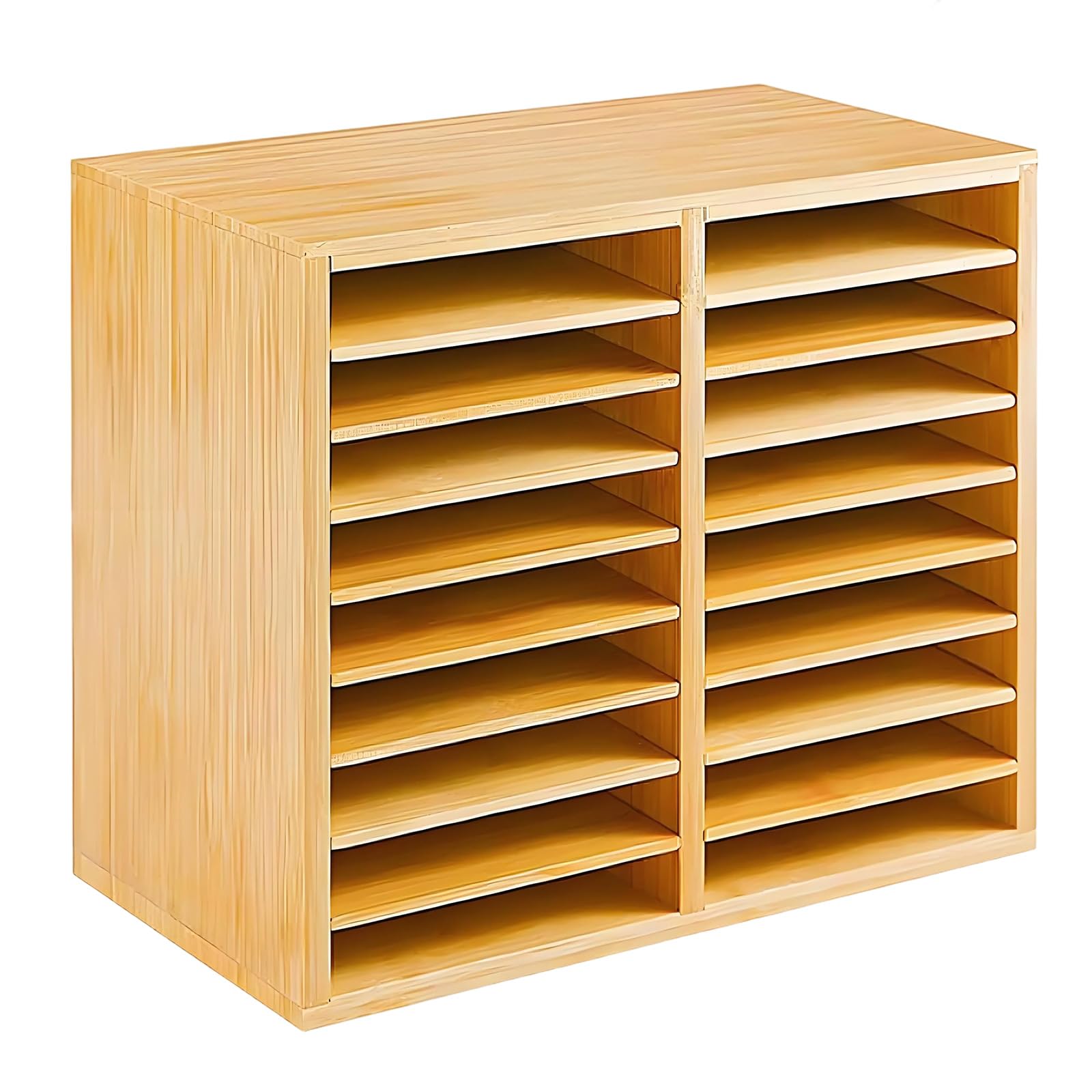 Kfwfuaee Wooden Storage Rack with Multiple Dividers for Efficient Offices Use Wooden Marker Pen Holder with Multiple Compartments for Organized Color Coding and Easy Access