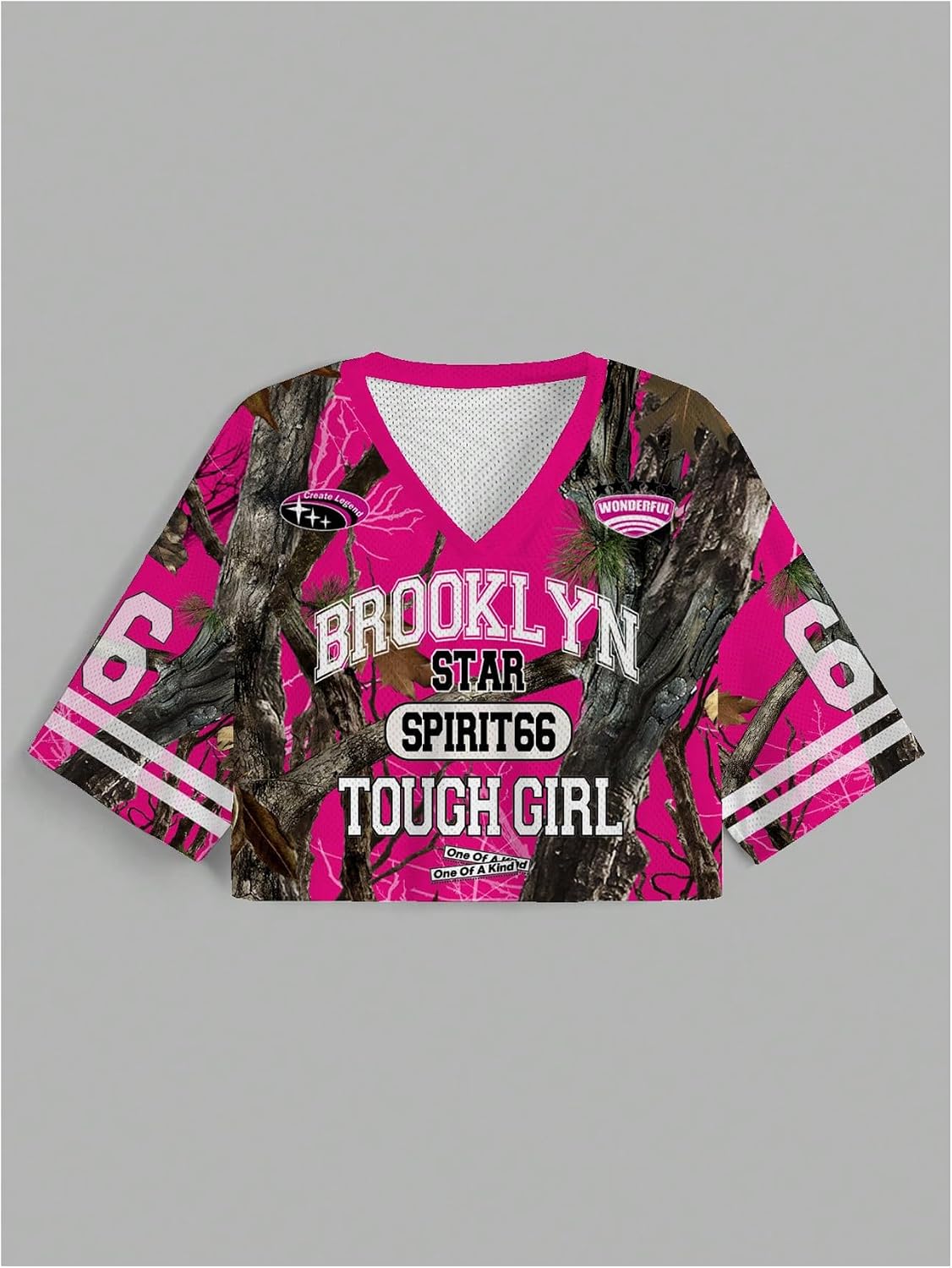 GORGLITTER Women's Jersey Shirts Y2k Camo Letter Graphic Short Sleeve Crop Tops Summer Vacation Trendy Streetwear