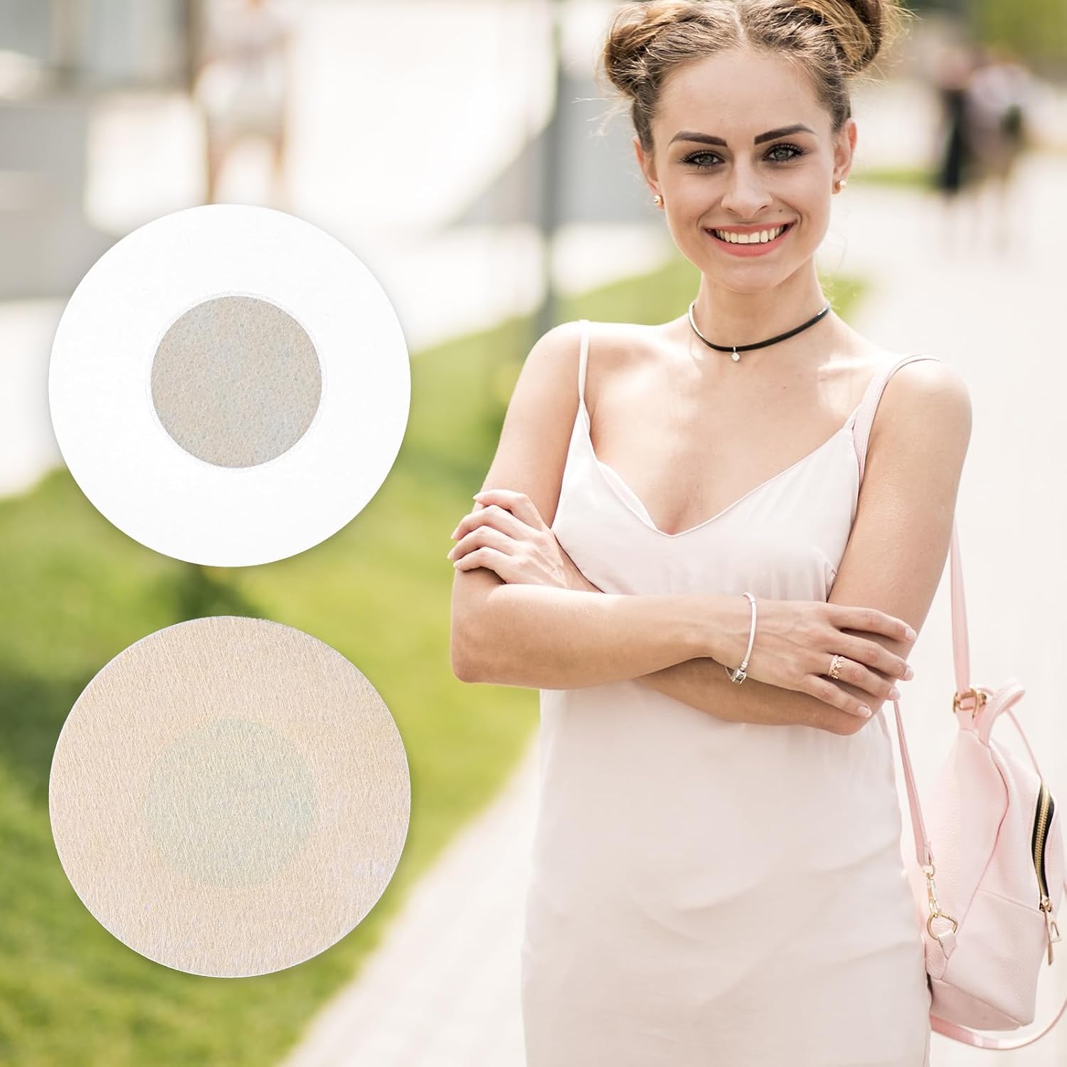 80 Pcs Round Disposable Nipple Pads, Nipple Covers for Women 40 Pairs Self Adhesive Breast Pasties Nude No Show Bra Pads Invisible Nipples Stickers