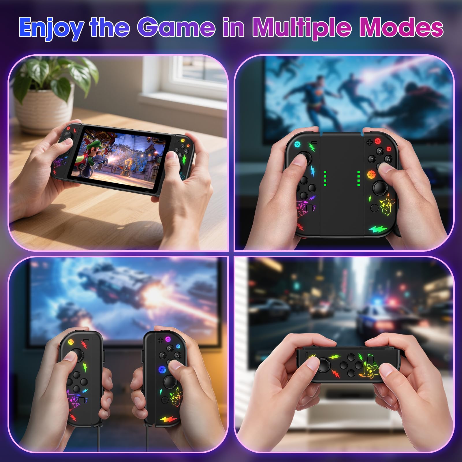 FFSTARYM Compatible with Switch Controller, Switch Controllers for Switch/Lite/OLED, with/Dual Vibration/Motion/Wake-up/Screenshot (Gradient Glow) — view 6