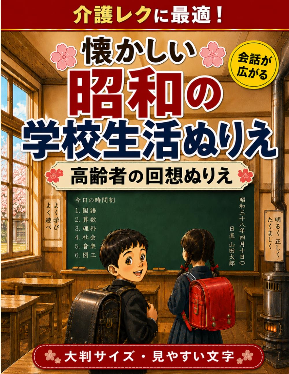 懐かしい 昭和の学校生活ぬりえ: 高齢者の回想ぬりえ