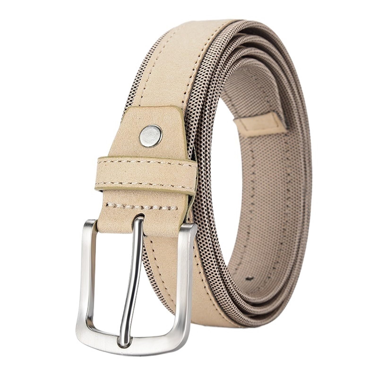 Btgyttkl Unisex 3.4 Cm Beige Belt For Men Men Belt With Strap Luxury Pin Buckle Belts 3.5/4.0 Cm Width For Trousers Mens Accessories(110Cm,)