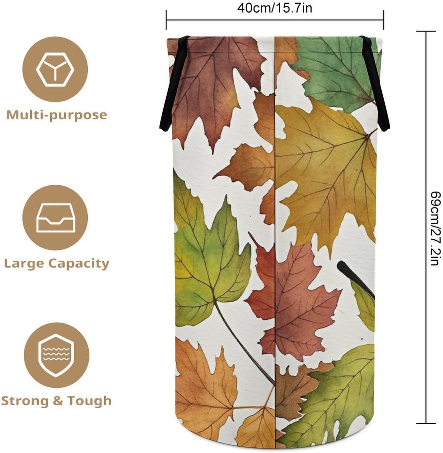 Watercolor Autumn Leaves Laundry Hamper Large Collapsible Laundry Basket with Handles Waterproof Clothes Hamper Portable Dirty Clothes Basket for Bedroom Laundry Room Closet Bathroom