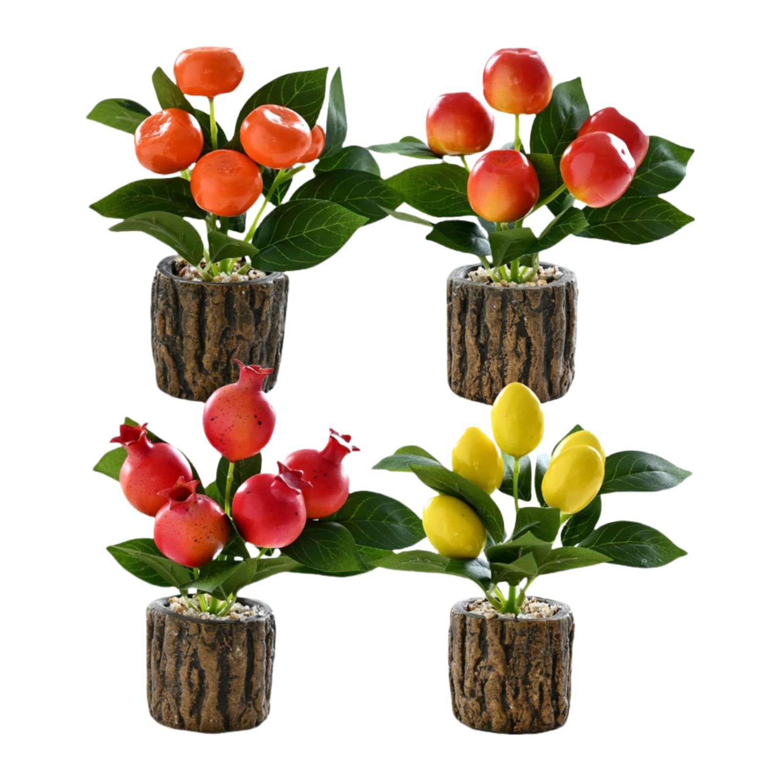 Bonsai artificiel de fruits pour decorer sans entretien pack de 4 pots