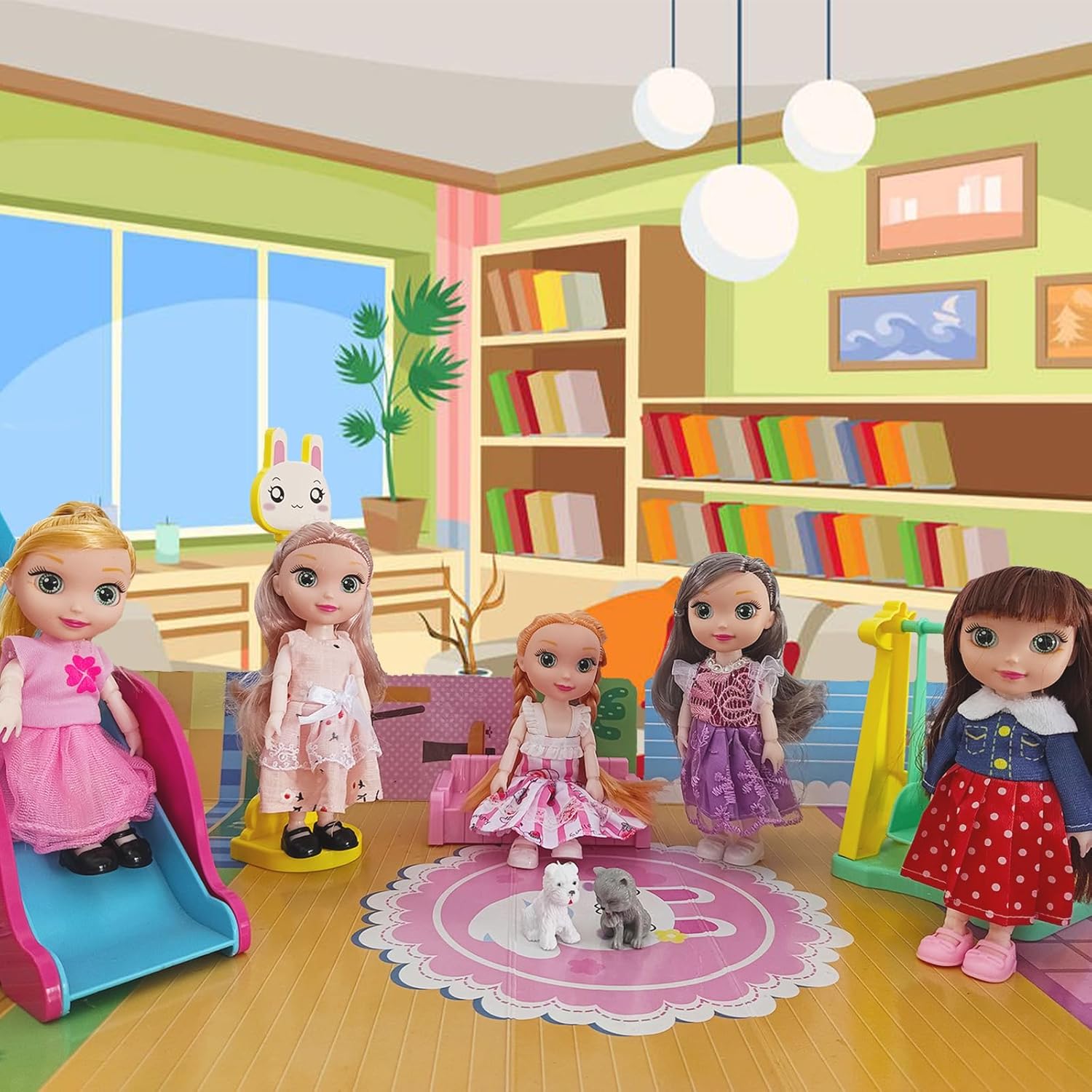 6.3" Mini Girl Alive Lovely Baby Dolls, includ Handmade Baby Doll Clothes, 5 Sets 6.3" Mini Girl Dolls, 5 Pairs of Shoes