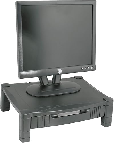 Soporte ajustable en altura con cajón, 17 x 13 14 x 3 a 6 12, negro