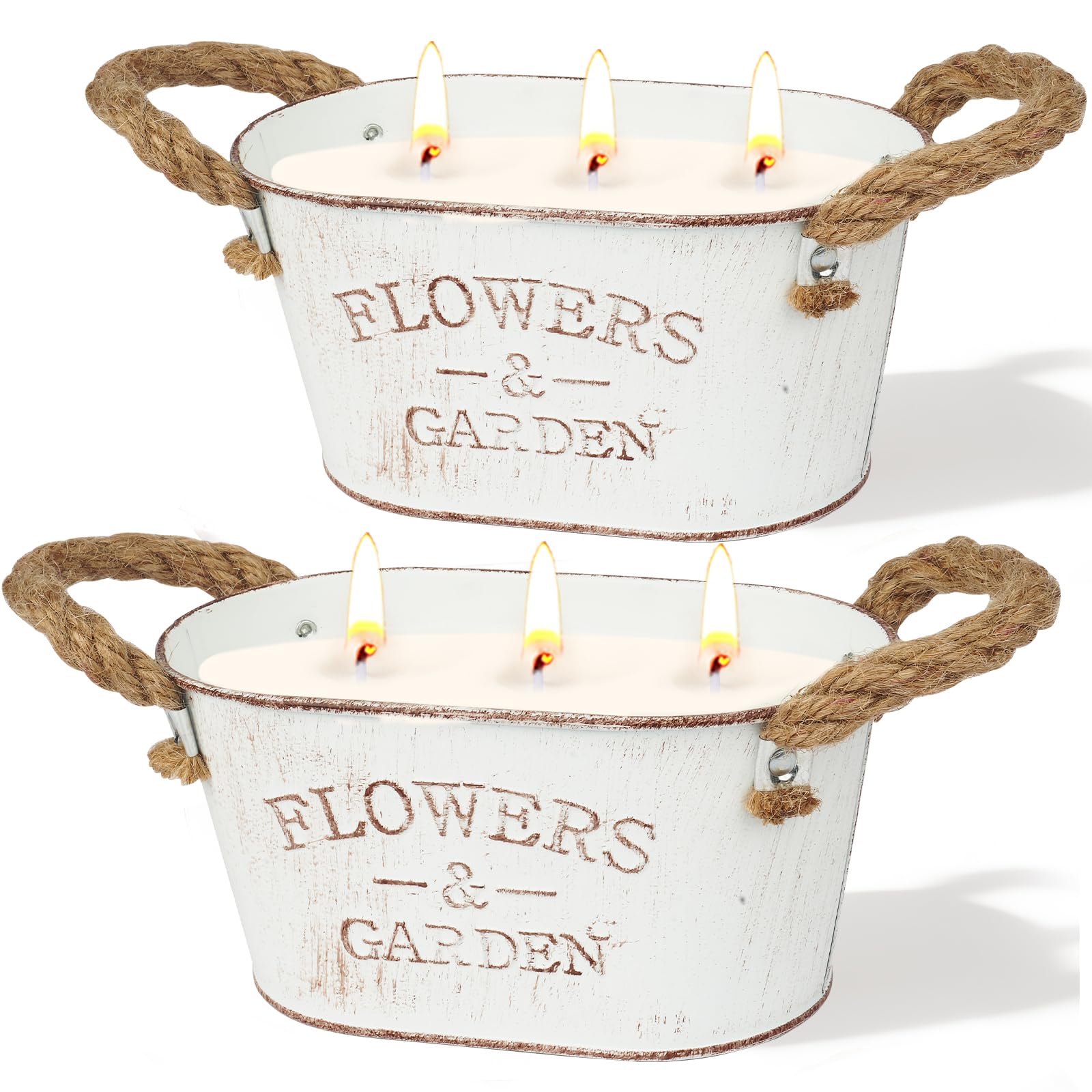 Bougies à la Citronnelle pour l'Extérieur, 2 Paquets de Grandes Bougies à la Citronnelle pour Jardin, Bougie Naturelle à la Citronnelle avec 3 Mèches en Cire de Soja, Bougie de 140 Heures de Durée de